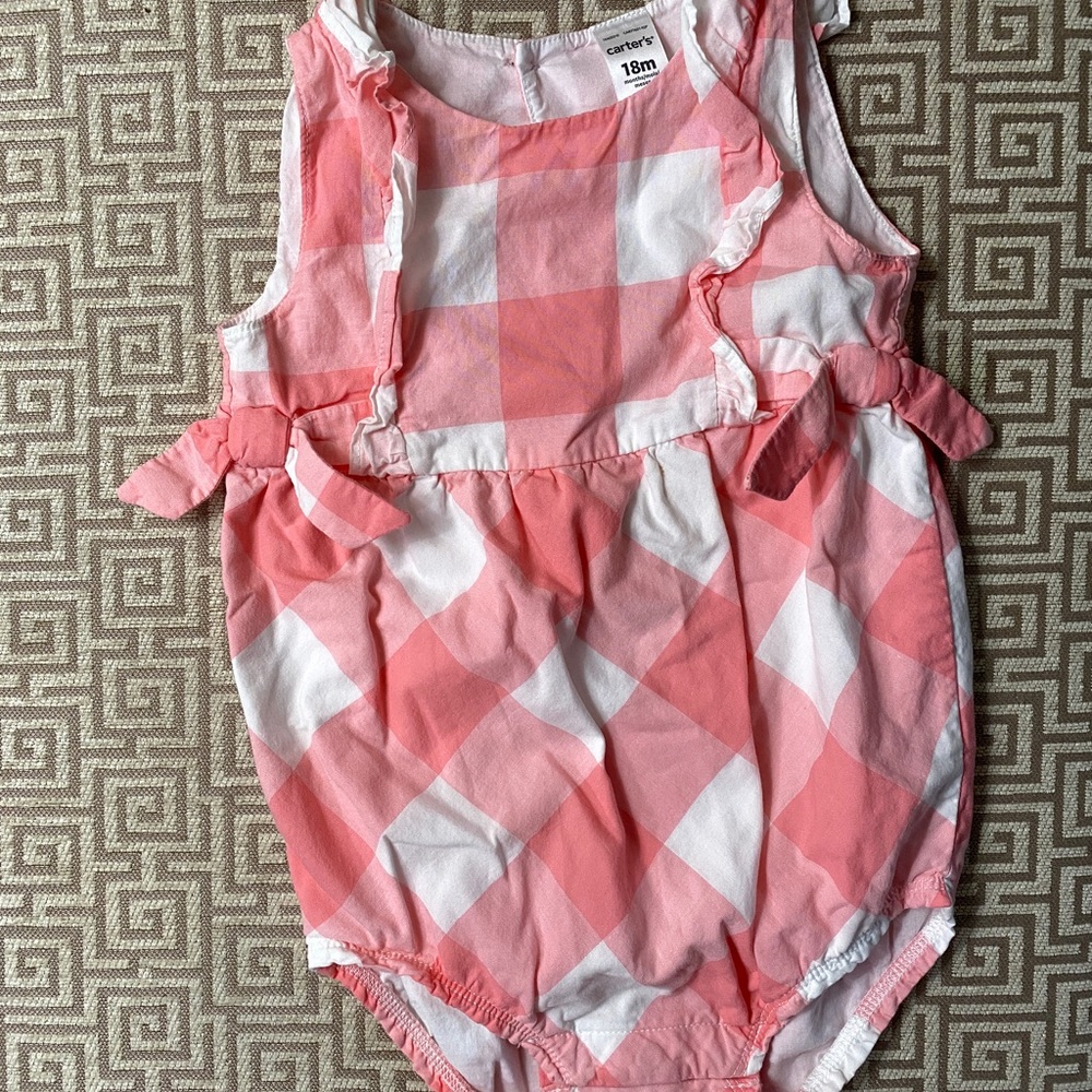 Pink and white checker romper, 18 months
